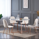 Table Repas Heloise Pieds Or Rose Marbre Blanc 120 Cm De Diametre