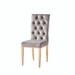 Lot De 2 Chaises Nevada Capitonne Avec Boutons Gold Velours Moka