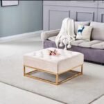 Table Basse A Tiroirs Gold Beige 80x80x43 Cm