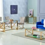 Table Repas Kensy Gold Transparent  180x90x75 Cm