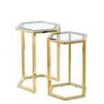 Gueridon Gigogne Hexagona Gold Transparent