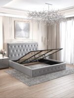 Lit Coffre Corsica en Velours Gris 140x190cm – Image 2