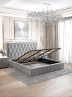 Lit Coffre Corsica en Velours Gris 180x200cm – Image 3