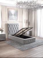 Lit Coffre Corsica en Velours Gris 90x190cm – Image 2