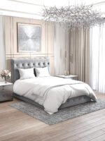 Lit Coffre Corsica en Velours Gris 90x190cm