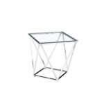 Bout De Canape Alina Chrome Transparent 50x50 Cm
