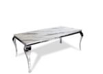 Table A Manger Baroque Chrome Marbre Blanc 150x90x75 Cm – Image 2