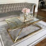 Table Basse Pyramide Rectangle Gold Transparent 120x60 Cm