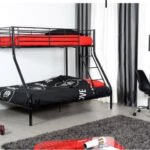 Lit Superposé 2+1 Noir BAB (Sommier Démonté) 90x190 cm + 140x190 cm