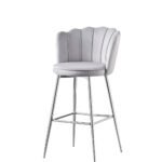 Lot De 2 Tabourets De Bar Nymphea Chrome Velours Gris