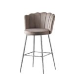 Lot De 2 Tabourets De Bar Nymphea Chrome Velours Moka