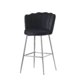 Lot De 2 Tabourets De Bar Nymphea Chrome Velours Noir