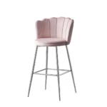 Lot De 2 Tabourets De Bar Nymphea Chrome Velours Rose