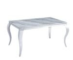 Table A Manger Baroque Chrome Marbre Greige 150x90x75 Cm