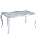 Table A Manger Baroque Chrome Marbre Greige 150x90x75 Cm