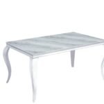 Table Repas Baroque Chrome Marbre Greige 180x90x75 Cm