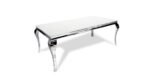 Table Repas Baroque Chrome Resine Blanche 150x90x75 Cm