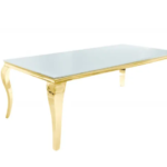 Table Repas Baroque Gold Ultra Blanc 180x90x75 Cm