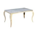 Table Repas Baroque Gold Marbre Greige 180x90x75 Cm