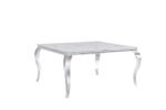 Table Repas Baroque Carrée Chrome Marbre Blanc 140x140x75 Cm – Image 2
