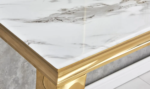 Table Repas Baroque Carrée Gold Marbre Blanc 140x140x75 Cm