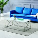 Table Basse Geomag Inox Marbre Blanc 120x60x45 Cm