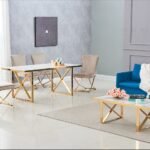 Table Repas Levanto Gold Resine Blanche  180x90 Cm