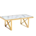 Table Repas Levanto Gold Marbre Blanc 180x90 Cm