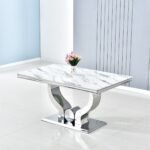 Table Repas Trofy Marbre Blanc 150x90x75 Cm