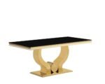 Table à Manger Trofy Gold Noir 150x90x75 Cm – Image 2