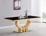 Table à Manger Trofy Gold Noir 150x90x75 Cm