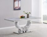 Table Repas Trofy Chrome Marbre Blanc 180x90x75 Cm