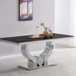 Table Repas Trofy Chrome Noir 180x90x75 Cm