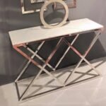 Console Triangle Chrome Marbre Blanc 120x40 Cm