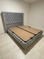 Lit Coffre Box Cloute Gris/ Beige  160x200cm – Image 4