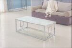 Table Basse Sophie Chrome Marbre Blanc 120x60x45 Cm – Image 3