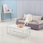 Table Basse Sophie Chrome Marbre Blanc 120x60x45 Cm
