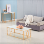 Table Basse Sophie Gold Marbre Blanc 120x60x45 Cm