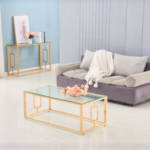 Table Basse Sophie Gold Transparent 120x60x45 Cm