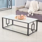 Table Basse Sophie Metal Marbre Blanc 120x60x45 Cm