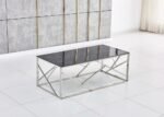 Table Basse Geomag Inox Marbre Noir 120x60x45 Cm