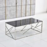 Table Basse Geomag Inox Marbre Noir 120x60x45 Cm