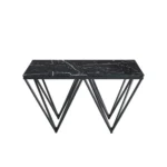 Table Basse Gizeh Metal Noir Verre Marbre Noir 80x80 Cm – Image 2
