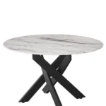 Table Basse Ronde Jessy Metal Noir Marbre Blanc 80x45 Cm