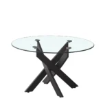 Table Basse Ronde Jessy Metal Noir Transparent 80x45 Cm