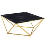 Table Basse Alina Gold Marbre Noir 100x100x45 Cm