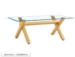 Table Basse IXE Pied Bois Plateau Transparent 120x60x45 Cm