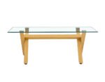 Table Basse IXE Pied Bois Plateau Transparent 120x60x45 Cm – Image 2
