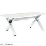 Table Basse IXE Pied Chrome Plateau Marbre Blanc 120x60x45 Cm