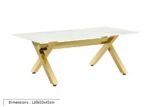 Table Basse IXE Pied Gold Plateau Marbre Blanc 120x60x45 Cm